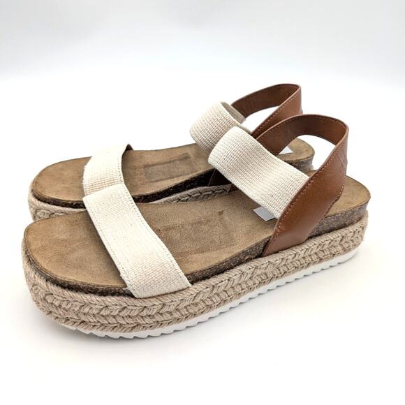 Steve Madden Jaklin Platform Espadrille Banded Sandals Women's Tan Size US9 - Picture 1 of 11
